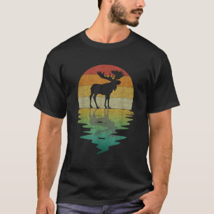 Eland Silhouet Zonsondergang Retro Vintage 70s Nat T-shirt