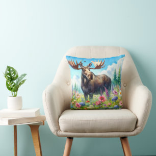 Eland Staand in Bloemen Katoenen Dekkussen Kussen