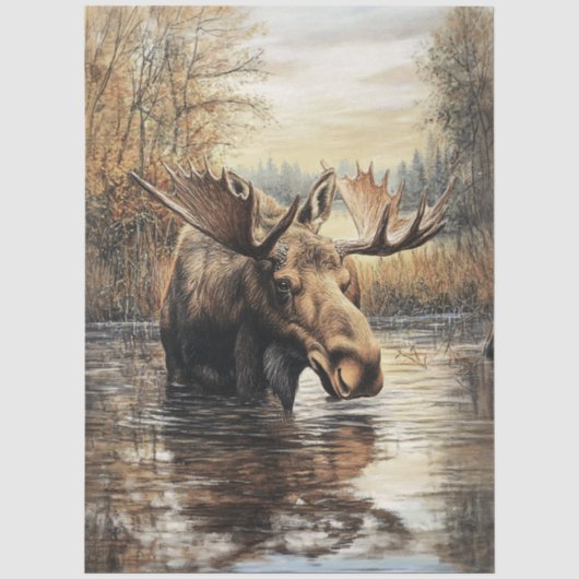 Eland tijdens herfst Découpage Tissuepapier (Voorkant)