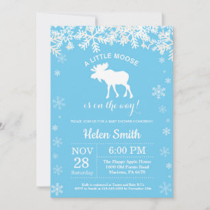 Eland Winter Blauwe Jongens Baby Shower Sneeuwvlok Kaart