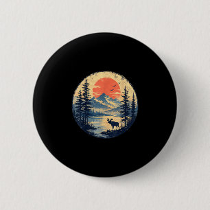 Eland zonsondergang berg bos meer wildernis ronde button 5,7 cm
