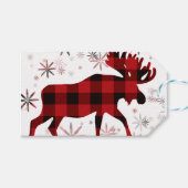 elanden rode plaid sneeuwvlokken cadeaulabel (Voorkant (Horizontaal))