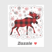  elanden rode plaid sneeuwvlokken sticker (Vel)