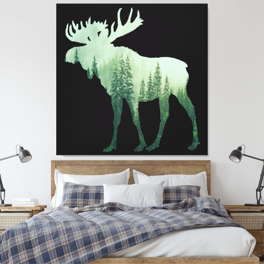 Elandherten En Bos Natuur Canvas Afdruk (Insitu (Slaapkamer))