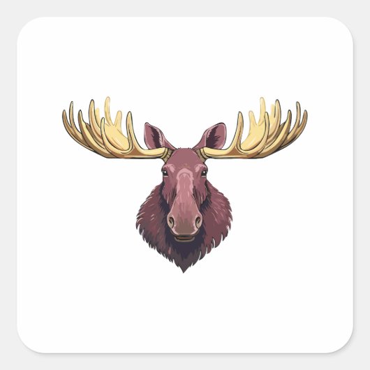 Elandskop Vierkante Sticker (Voorkant)