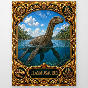 Elasmosaurus, met juwelen versierde erfstuk kunst briefkaart