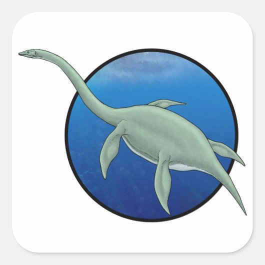 Elasmosaurus Vierkante Sticker (Voorkant)