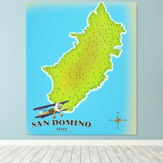 Elba Italië kaart reisposter Canvas Afdruk (Insitu (Houten vloer))