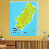 Elba Italië kaart reisposter Canvas Afdruk (Insitu (Woonkamer))