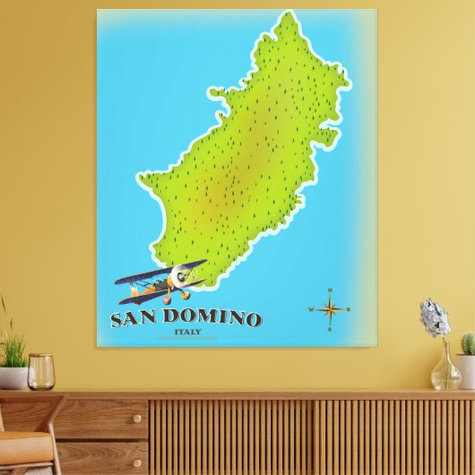 Elba Italië kaart reisposter Canvas Afdruk (Insitu (Woonkamer))