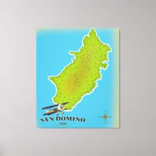 Elba Italië kaart reisposter Canvas Afdruk