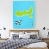 Elba Italië kaart reisposter Canvas Afdruk (Insitu (Slaapkamer))