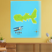 Elba Italië kaart reisposter Canvas Afdruk (Insitu (Woonkamer))