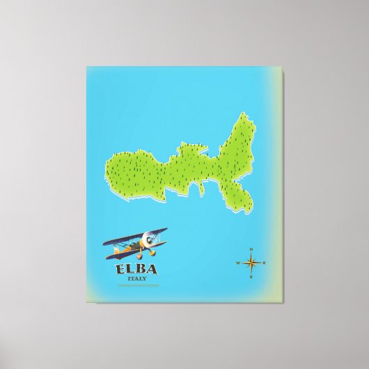 Elba Italië kaart reisposter Canvas Afdruk (Voorkant)