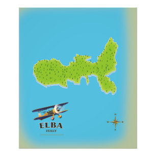 Elba Italië kaart reisposter Foto Afdruk