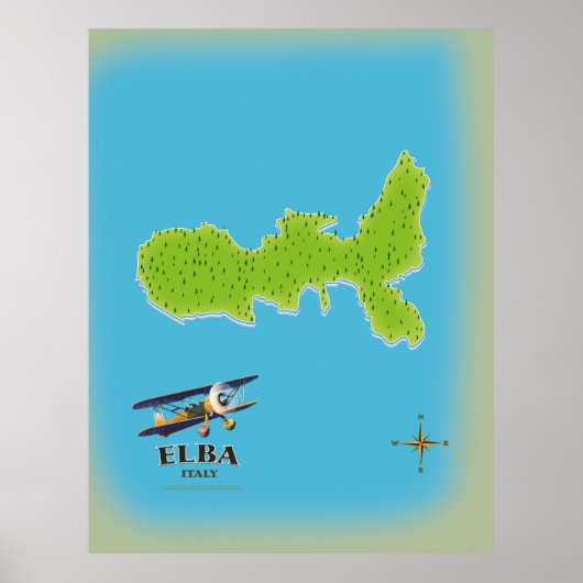 Elba Italië kaart reisposter Poster (Voorkant)