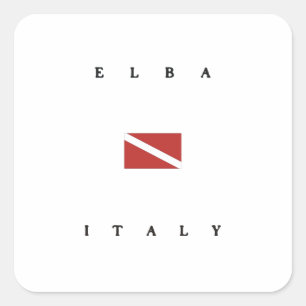 Elba Italy Scuba Dive Flag Vierkante Sticker