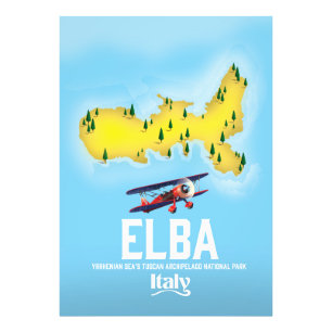 Elba, Tyrreense Zee, Toscane, Italië reisposter Foto Afdruk
