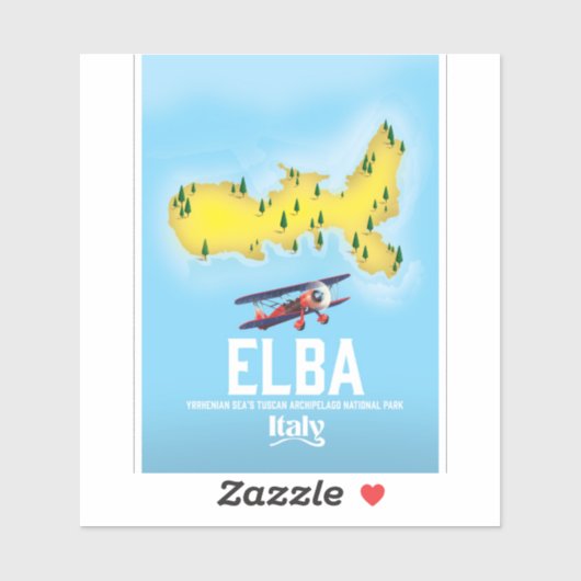 Elba, Tyrrheense Zee, Toscane, Italië reisposter Sticker (Vel)