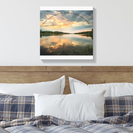 Elbe Flow Sunset Stretted Canvas Print (Insitu (Slaapkamer))