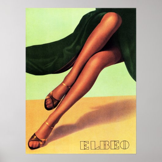 ELBEO Women Hosiery Stocking Pantyhose Retro Ad Poster (Voorkant)