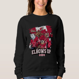 Elbow Up Canada Canadese Beaver Moose Hockey Team Trui
