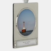 Elbow van Cross Ledge Lighthouse Verzilverd Banner Ornament (Rechts)