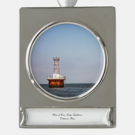 Elbow van Cross Ledge Lighthouse Verzilverd Banner Ornament (Voorkant)