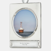 Elbow van Cross Ledge Lighthouse Verzilverd Banner Ornament (Links)