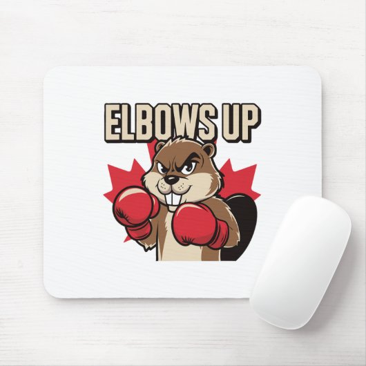 Elbows Up Beaver Boxing Trots Canadese Sterke Kana Muismat (Met muis)
