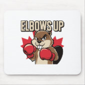 Elbows Up Beaver Boxing Trots Canadese Sterke Kana Muismat (Voorkant)