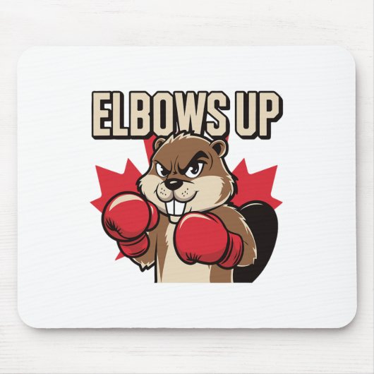Elbows Up Beaver Boxing Trots Canadese Sterke Kana Muismat (Voorkant)