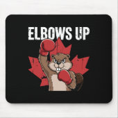 Elbows Up Beaver Boxing Trots Canadese Sterke Kana Muismat (Voorkant)