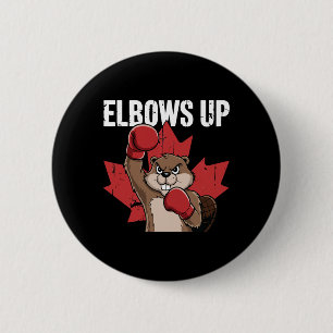 Elbows Up Beaver Boxing Trots Canadese Sterke Kana Ronde Button 5,7 Cm