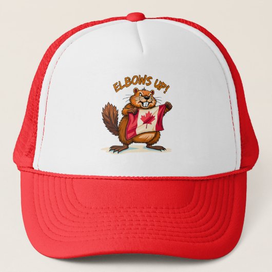 Elbows UP, Beaver, Canada Canadese vlag Maple Leaf Trucker Pet (Voorkant)
