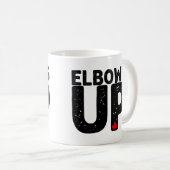 ELBOWS UP Bold Distressed Typography Koffiemok (Voorkant rechts)