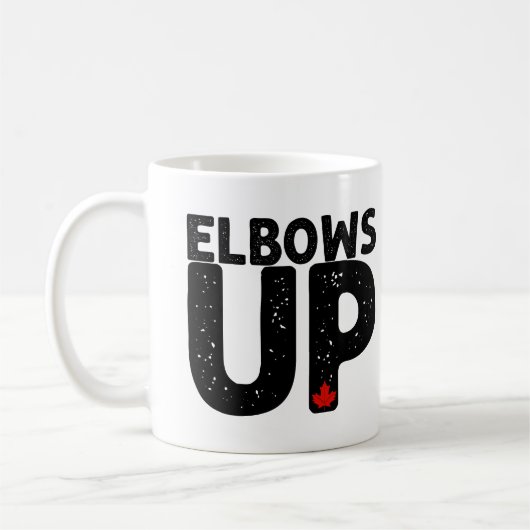 ELBOWS UP Bold Distressed Typography Koffiemok (Links)