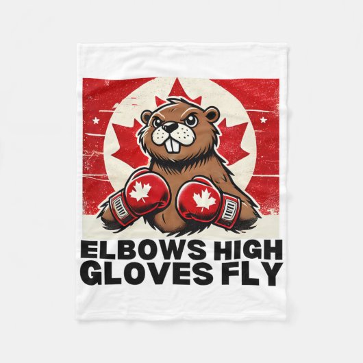Elbows Up Canada Canadese Tegen Tarieven Bever B Fleece Deken (Voorkant)