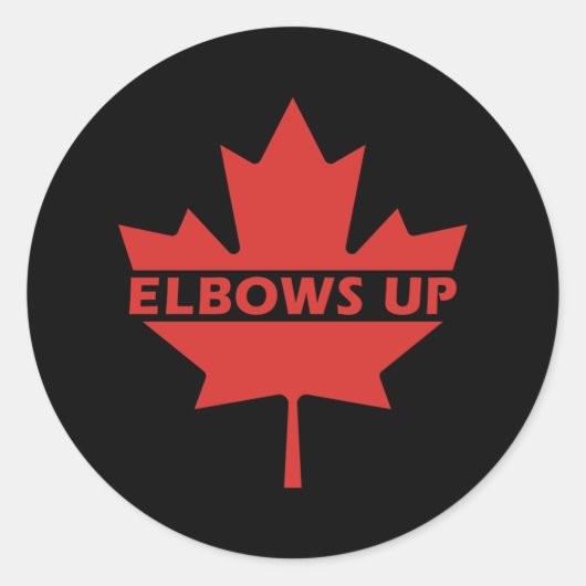 Elbows Up Canada - Defiant Red Maple Leaf - Anti-T Ronde Sticker (Voorkant)