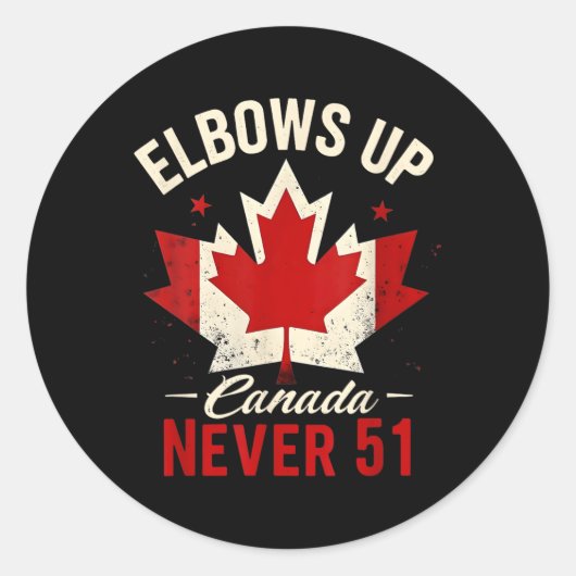 Elbows Up Canada Nooit 51 Vlag van Canada Ronde Sticker (Voorkant)