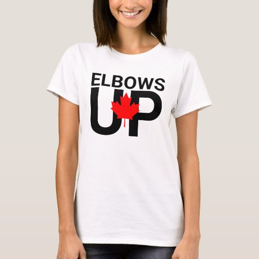 Elbows Up Canada Nooit 51ste t-shirt, Anti-Trump T-shirt (Voorkant)