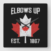 Elbows Up Canada True North Sterk Trots Canadees Vierkante Klok (Voorkant)