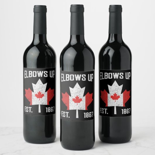 Elbows Up Canada True North Sterk Trots Canadees Wijn Etiket (Flessen)