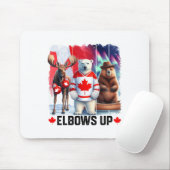 Elbows Up Canada Vlag Hockey Funny Beaver Boxing M Muismat (Met muis)