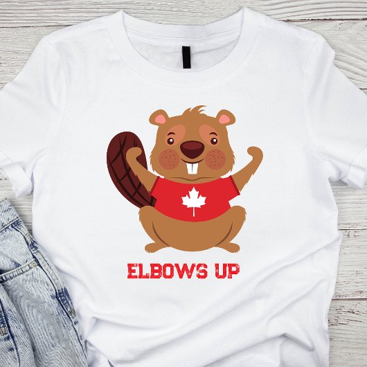 Elbows Up Grappig Canadees Beaver Design T-shirt