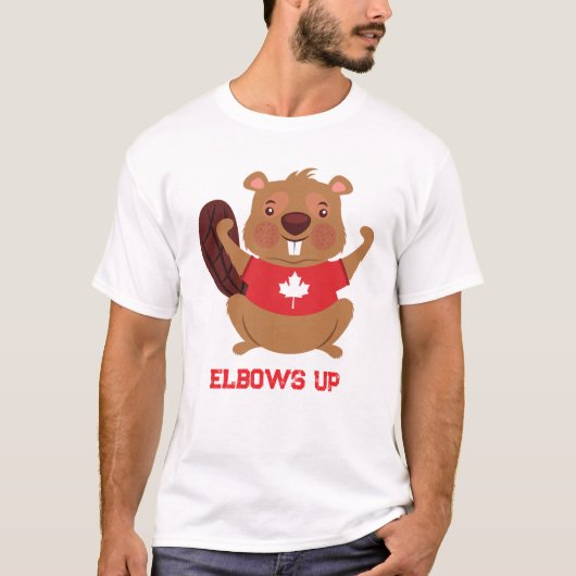 Elbows Up Grappig Canadees Beaver Design T-shirt (Voorkant)