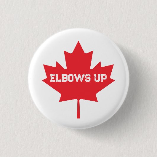 Elbows Up Grappige Canadese Hockey Ronde Button 3,2 Cm (Voorkant)