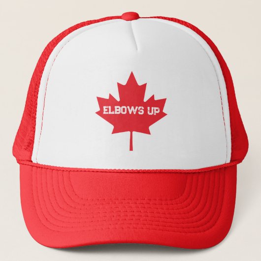 Elbows Up Grappige Canadese Hockey Trucker Pet (Voorkant)