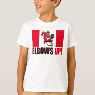 Elbows Up Quote Hockey spelen Beaver Vlag T-shirt