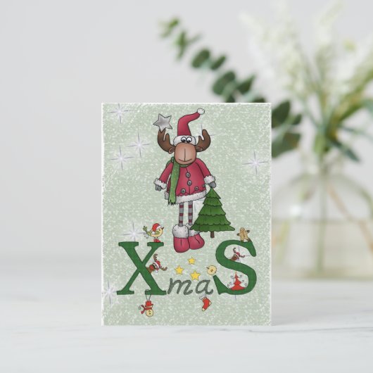 Elch mit Baum Feestdagenkaart (Staand voorkant)